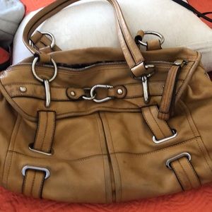 Shoulder bag : ochre color/ leather